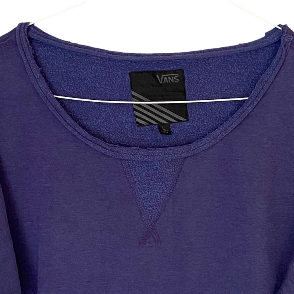 VANS Raw Edge Sweatshirt Long Sleeve Cropped Pullover Blue/Purple Women Size L - Picture 2 of 11